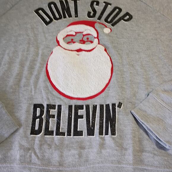 Ugly Christmas Sweatshirt XL-DON'T STOP BELIEVIN'- Grey Cotton/Poly Blend - Picture 5 of 12